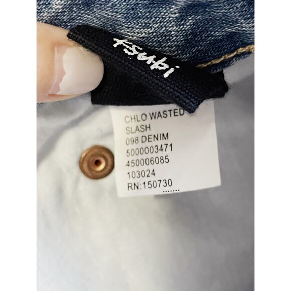 KSUBI NWT Chlo Wasted Slash Tapered Ankle Crop Jean in Faded Wash Size 31 - Picture 16 of 16